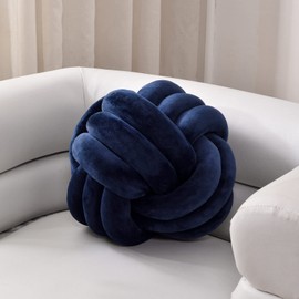 ZAKUN Knot Pillow Ball, Soft Round Throw Pillow Cushion Home Decorative Ball Pillows, Handmade Plush Throw Knotted Pillow for Home Décor Play Knot Ball(7.87inches,Navy Blue)