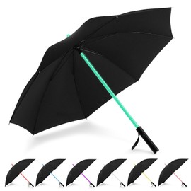 BESTKEE Lightsaber Umbrella LED Light up Golf Umbrellas with 7 Color Changing On The Shaft/Built in Torch at Bottom,Waterproof Windproof Travel Umbrella for Men & Women (Black)