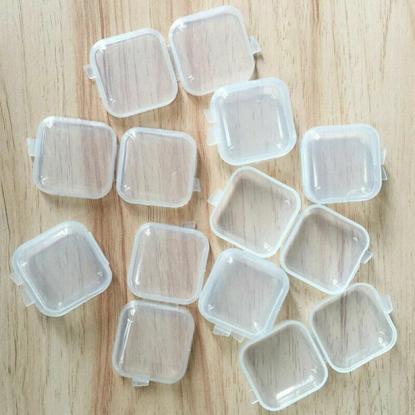10 PCS Mini Clear Plastic Small Storage Boxes Jewelry Container