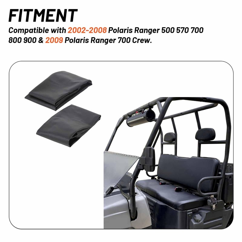 ECOTRIC Black Seat Cover Replacement Set Compatible with 2002-2008 Polaris