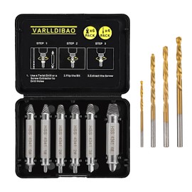 varlldibao 10 PCS Damaged Screw Extractor Set,6 PCS Screw Extractor Remover Kit and 4 PCS Left-Hand Twist Drill Bit Kit for Stripped Screws & Drill Bit