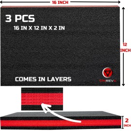 ONREVA Tool Box Foam 3Pack 16x12x2 inch, Foam Inserts for Cases, Polyethylene Tool Foam Sheets, Drawer Liner Foam, Toolbox Kaizen Organizer and Storage Tool Shadow