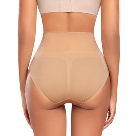 Tummy Control Shapewear Underwear for Women High Waist Body Shaper Panties Cincher Briefs Shaping Girdle Panty(A# Latte(mid-waist), X-Large)