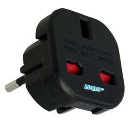 HQRP 2-Pack Adaptor 3 Pin United Kingdom into 2 Pin European Travel Plug Socket Adapters