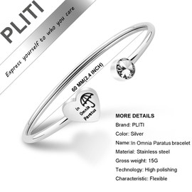 PLITI in Omnia Paratus Bracelet Ready for Anything Cuff Bangle The Motto of The Life and Death Brigade Inspirational Jewelry (in Omnia Paratus Silver)