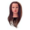 BS-C01 Maniqui Cabezote De Entrenamiento Cabello Humano Castaño