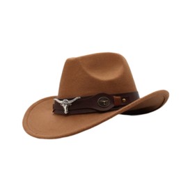yuksok Western Cowboy Hat Headwear Classic Cowgirl Hat for Outdoor Celebration Carnival, Khaki