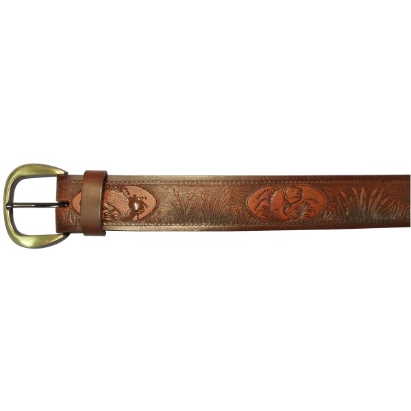 BARJA 10610170236 - 36" Brown Leather Belt Fish Design