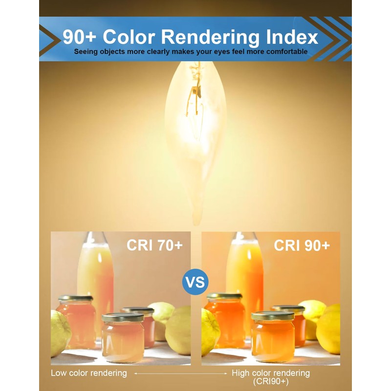 E12 B10 Clear Candle Base Bulb with Warm White 2700K,