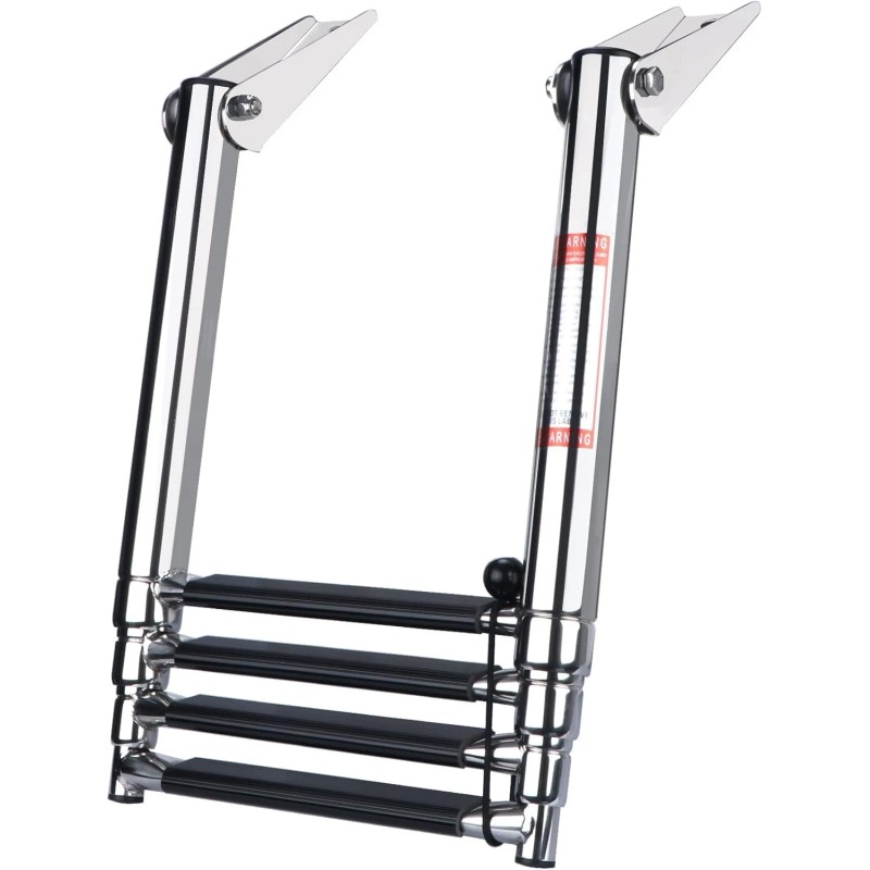 Amarine Made Boat Ladder 4 Step Stainless Steel Telescoping Ladder