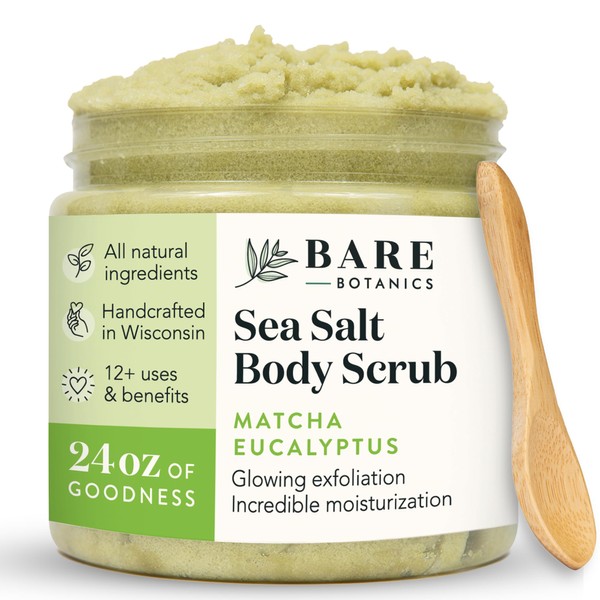 Bare Botanics Body Scrub (Matcha Eucalyptus) – Gentle Exfoliator &