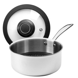 Black Cube CeramicQR Cookware - Made in France - Quick Release 8" Saucepan with Glass Tempered Lid - Ceramic Nonstick Saucepan for Induction Cooktops