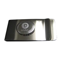Kiola Designs Silver Toned Oval Etched Doge Coin Cryptocurrency Blockchain Money Clip