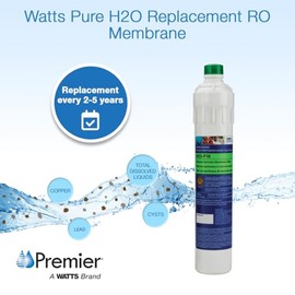 Watts Premier H2O-F16 Pure H2O 50 GPD (Gallons Per Day) RO (Reverse Osmosis) Semi-Permeable Membrane Filter Replacement for H2O-DWUF300 Under Counter Water Filtration Systems, Push Button Design