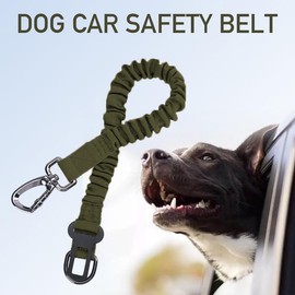 AKEISHE Retractable Dog Seat Belt for Car - Adjustable Nylon Pet Safety Harness with Elastic Bungee Buffer, Heavy-Duty Dog Seat Belt (Black)