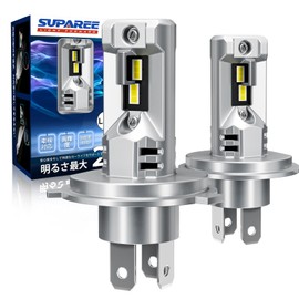 【The Smallest in the Industry!】SUPAREE H4 LED Headlight, Roadworthy, Ultra-Bright, Hi/Lo, 14,000lm, 20W*2, 6,500K, Smaller than Halogen, High-Luminance CSP Chip, For Cars, Motorbikes, DC12V, Dual Heat