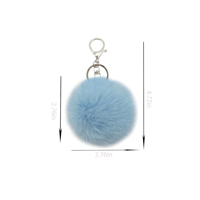 MBZRQKZS Fluffy Faux Rabbit Fur Pompoms Keyring Car Key Soft