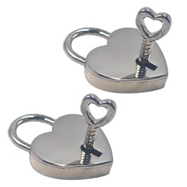 bociloy 2PCS Silver Heart Shaped Padlock with Keys, 38×30×7mm Zinc Alloy Mini Lock, Small Decorative Love Padlocks for Jewelry Box Diary Book Storage Box Handbag Cabinet