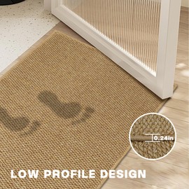 Yancorp 24"x60" Ultra Thin Bathroom Rugs Low Profile Bath Rug Fit Under Door Non Slip Large Door Mat,Machine Washable Shower Rug,Quick Dry Bathroom Floor Mat,Faux Jute Rug Super Absorbent