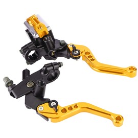 1 Pair of Brake & Clutch Master Cylinder Levers, 7/8"(22mm) Universal Motorcycle Brake Clutch Master Cylinder Reservoir Levers(Gold)
