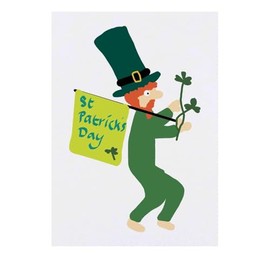'St Patrick's Day Leprechaun With His Flag' Temporary Tattoo - Water Resistant, Skin-Safe, Non-Toxic Transfer (TO00081181)