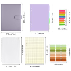 Mlife A5 Refillable Ring Binder, with 180 Sheets Refill Paper,A5 Notebook with Binder Pockets and Dividers,for Men and Women-Purple