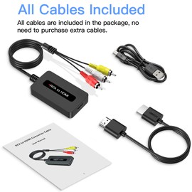 SUNNATCH RCA to HDMI Converter Cable with HDMI and RCA Cable, Male RCA to HDMI Adapter, Composite CVBS AV to HDMI Converter, Composite AV to HDMI with Full HD 720P/1080P Output