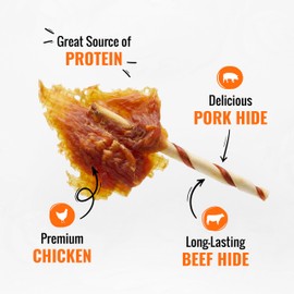 GOOD 'N' FUN Wings Long-Lasting Dog Treat, with Real Proteins, Premium Chicken and Beef Hide, Supports Dental Health, Mental Stimulation, 24 oz