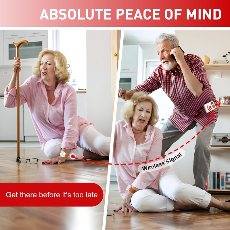 CallToU Wireless Caregiver Pager Portable Alarms for Elderly Wrist Call