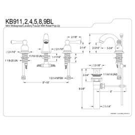 Kingston Brass KB911BL Vintage High Rise Mini Widespread Lavatory Faucet, Polished Chrome