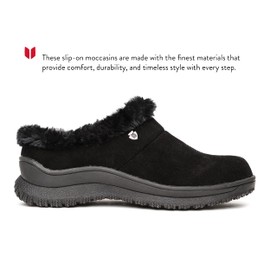 Minnetonka Emerson Moccasin Slippers for Women, Black, 9 M