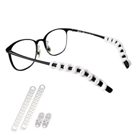 [glagly] いろいろな種類のメガネ、イヤーフック、眼鏡テンプルチップに適用可能なシリコン滑り止めホルダーメガネまたはサングラス用スリーブリテーナー、イヤフォンホルダー、マスクホルダー : グラグリリングスホワイト RingZ White