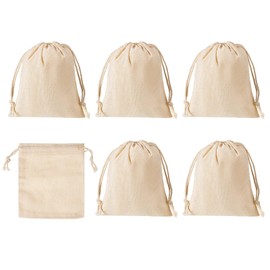 PATIKIL 5"x4" Coin Sacks Bag, 6 Pack Bank Coin Deposit Change Transit Bags Canvas Money Bag with Drawstring Gift Bag Style 2, Beige