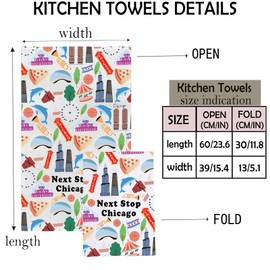 MNIGIU Chicago Symbols Kitchen Towel Chicago Lover Gift Chicago Landmarks Towel