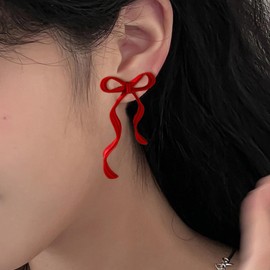 Christmas Bow Earrings Red Bow Dangle Earrings for Women New Years Earring Festive Jewelry Gifts Stocking Stuffer Earring Christmas jewelrry