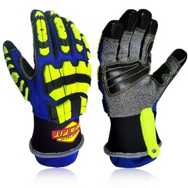 Intra-FIT Rescue Gloves EN388 EN420 Finger Feel Level 5, Cut Resistant, Tear Resistance, Puncture Protection Work Gloves with TPR Knuckle Protection (Blue, XXL)