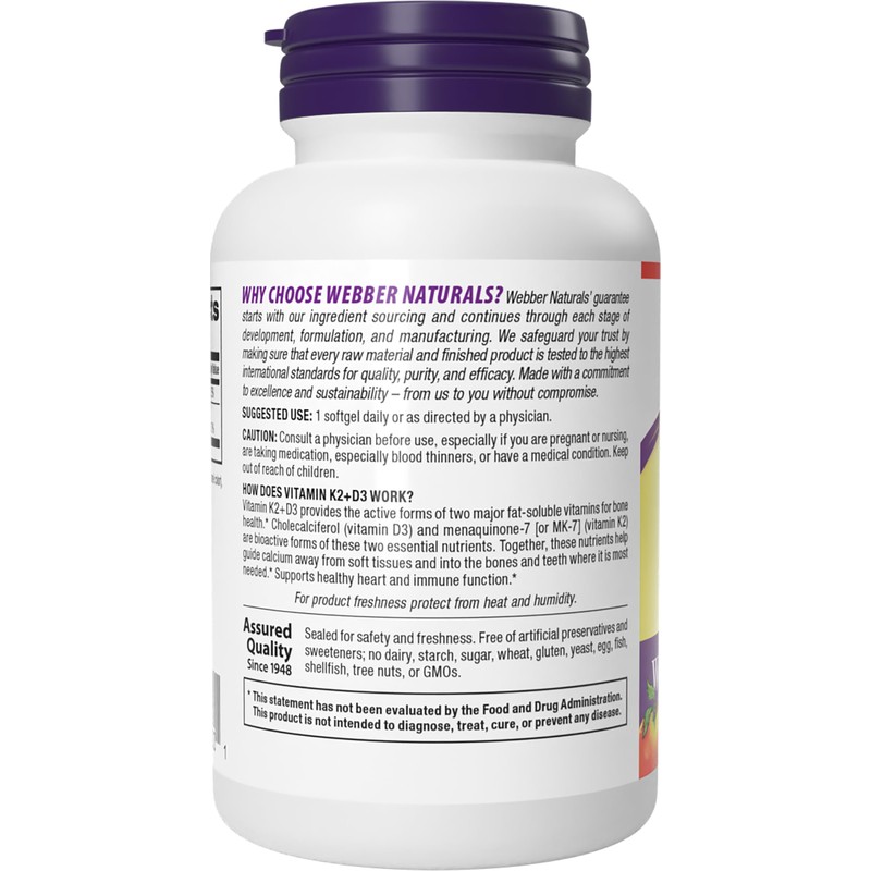Webber Naturals Vitamin K2 MK-7 (120 mcg) with Vitamin D3