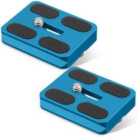 Frienda 2 Pieces Metal Quick Release Plate with 1/4''-20 Camera Screw Tripod Mount Plate Fits Standard for DSLR Camera Tripod Ball Head (Blue,Pu50)