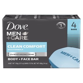 Dove Men Care Body + Face Bar Soap, Clean Comfort Mild Formula, 3.51 oz (100g) - 4 Bars4