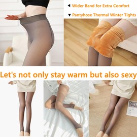 Fleece Lined Women's Winter Tights Fake Translucent High Waist Warm Leggings Thick Thermal Pantyhose Stockings Tights (CA/US, Alpha, Small, Medium, Regular, Regular, Toeless Coffee-Thin 220g)