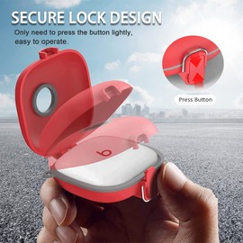 Miimall Compatible with Beats Fit Pro Case, [Keychain] [Secure Lock] TPU Protective Skin Case Cover with Lanyard, Anti-drop Shock-absorbing One-click Pop Full Protective Cover for Beats Fit Pro-Red