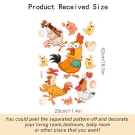 SUPERDANT Funny Chicken Wall Sticker Rooster Hen Chick Wall Sticker With Eggs Wall Decoration Vinyl Wall Decoration For Playroom Kitchen Pantry Refrigerator Decoration 29mm X 42mm