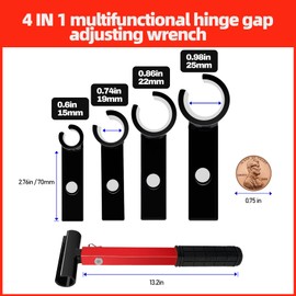 Door Hinge Adjustment Tool, 4 in 1 Hinge Adjustment Wrench Set with Replacement Rounds, Door Gap Adjustment Tool for Residential Commercial, Heavy Duty Door Hinge Gap Adjustment Tool