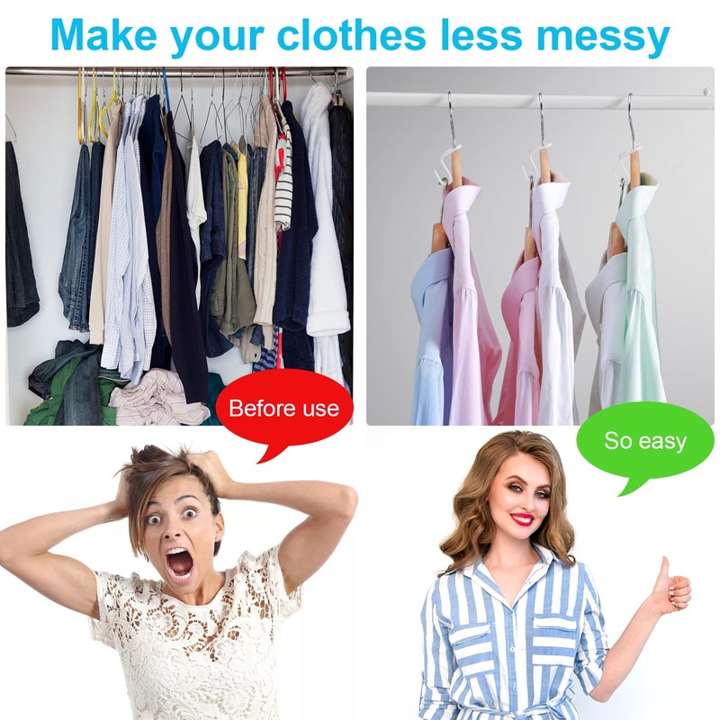 100 PCS Space Saving Hanger Hooks and Clips for Plastic