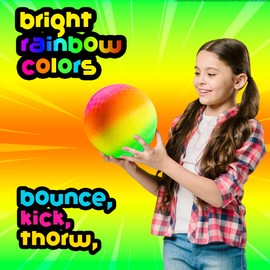 Bedwina Rainbow Playground Ball - 8.5Inch (Pack of 1) Rubber Bouncy Inflatable Balls for Kids and Adults, Indoor and Outdoor Games, Kickball, Dodgeball, Four Square, and More