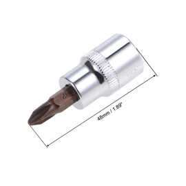 sourcing map 3/8" Drive x PH2 Phillips Bit Socket, S2 Steel Bits, CR-V Sockets 48mm Length (for Hand Use Only) 3pcs