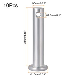 TA-VIGOR 10pcs 6 x 30mm Clevis Pins Single Hole, Zinc-Plated Steel Flat Head Link Hinge Pin Fastener for Mechanical Linkage, Ship Rigging, Fixed Parts