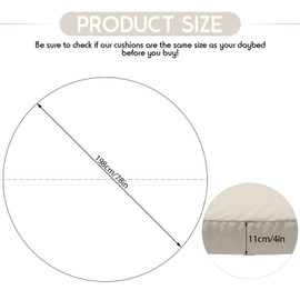 Cethytirko Outdoor Daybed Cushion Cover, 78" Replacement Round Bed Cushion Cover,Outdoor Waterproof and Fade-Resistant Sun Bed Outdoor Cushion Cover - Patio Round Daybed Cushion Cover, Cover ONLY