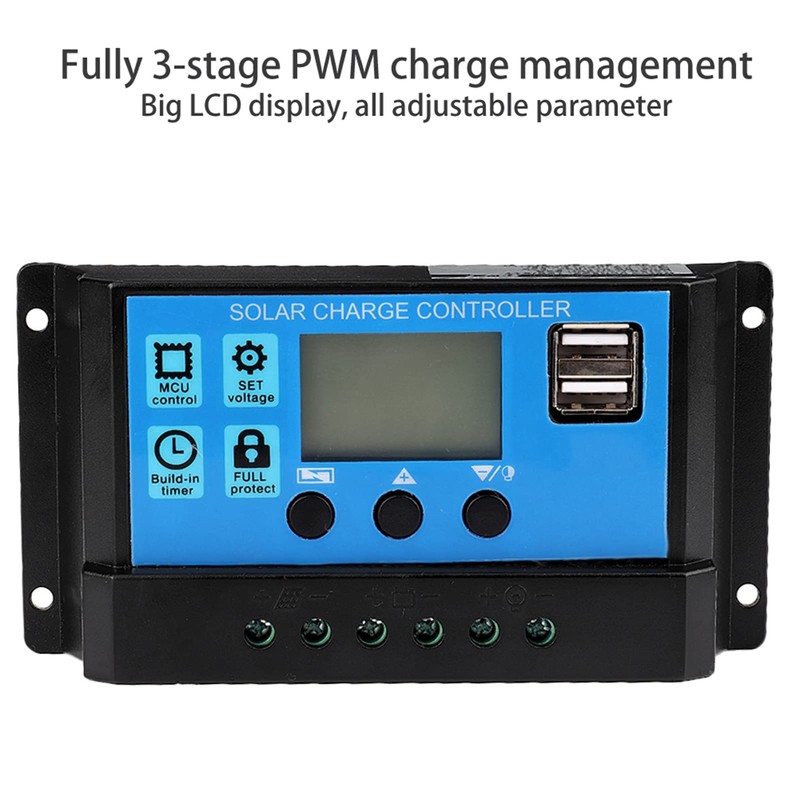 KIMISS Controlador de Carga Solar PWM, 50A 12V 24V Controlador