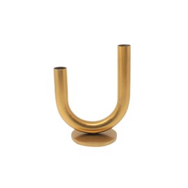 LaLe Living Ajala Vase in Gold U-shaped Asymmetric with Double-Sided Opening 18 x 15 cm Iron Decorative Table Decoration Flower Vase